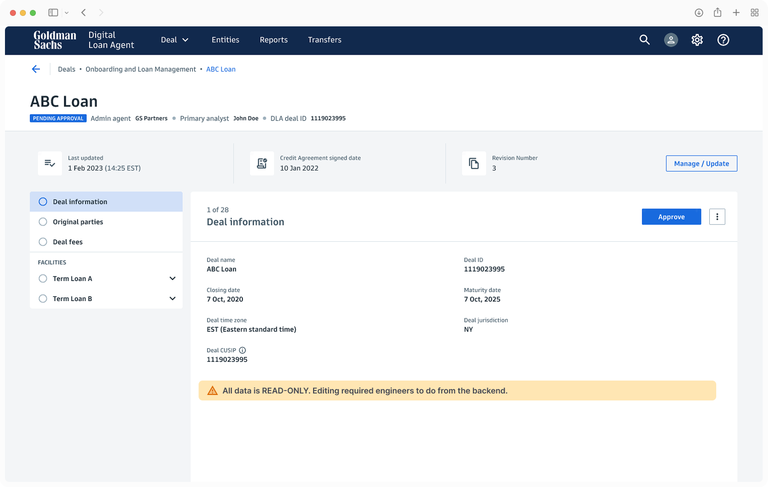 Before: read-only view with no edit access in the UI