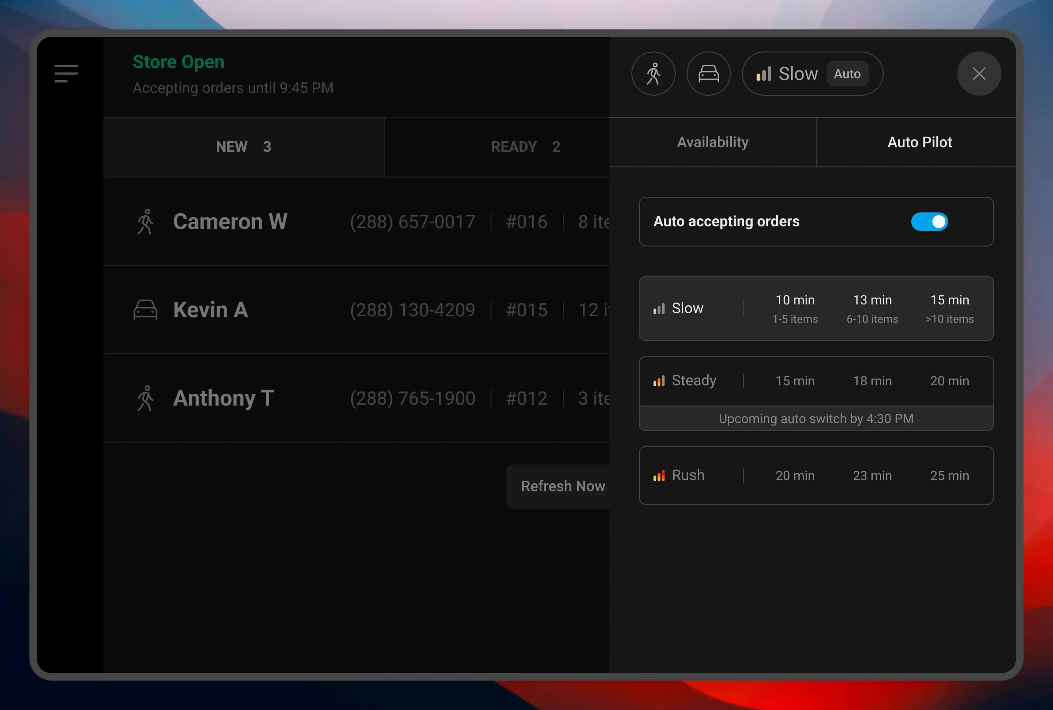 Rushable POS interface