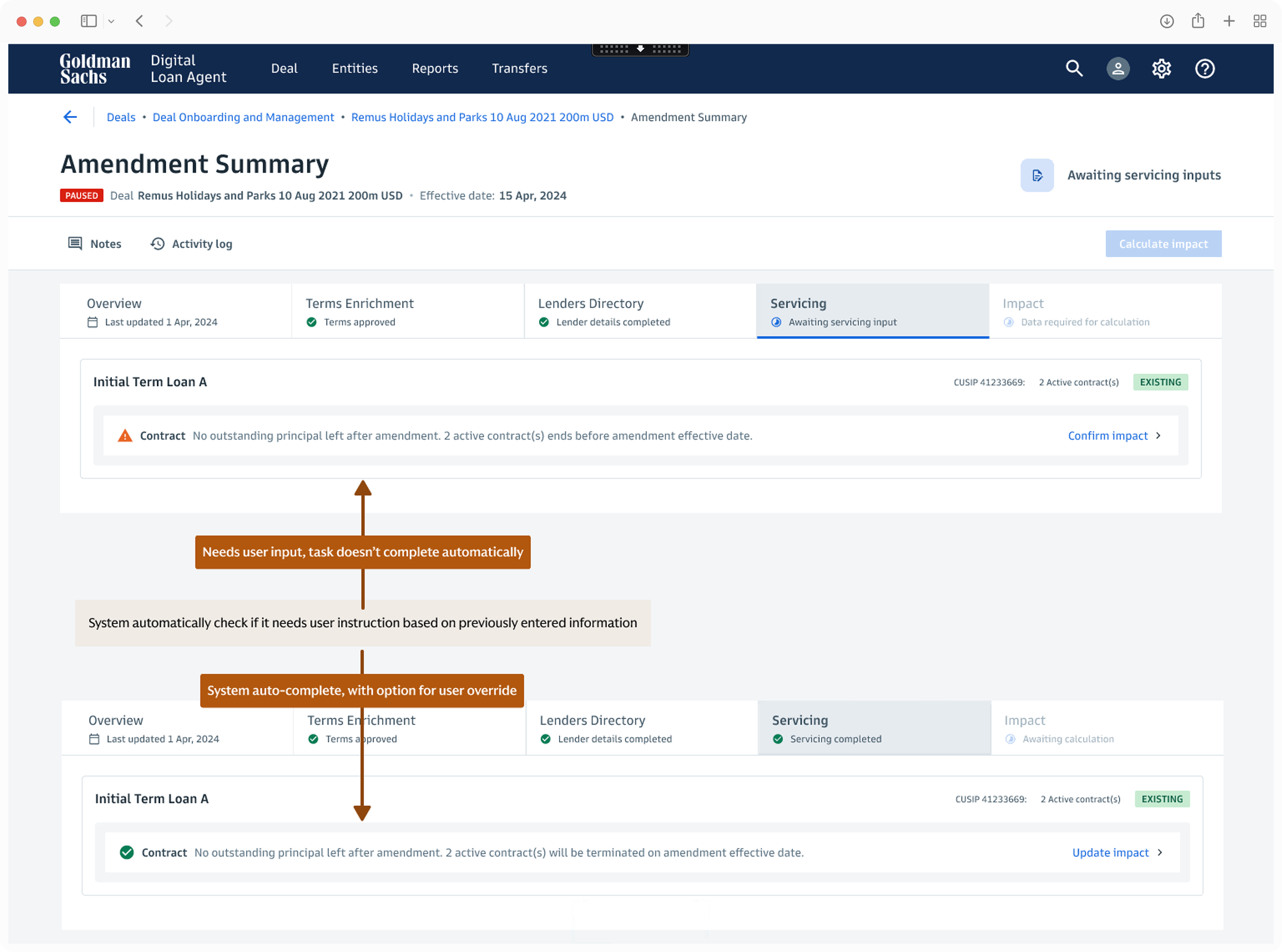User-instructed automation example 2: servicing edge case instruction